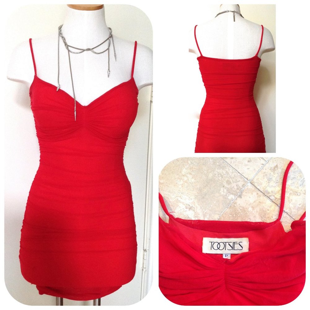 Tootsies Sexy Red Mesh Ruffle Dress